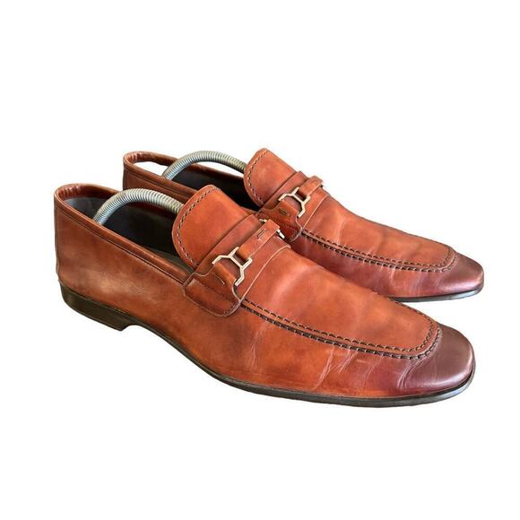 Magnanni Genuine Leather Men’s Slip On Loafers Size 10.5 M Chestnut Brown - Picture 2 of 10